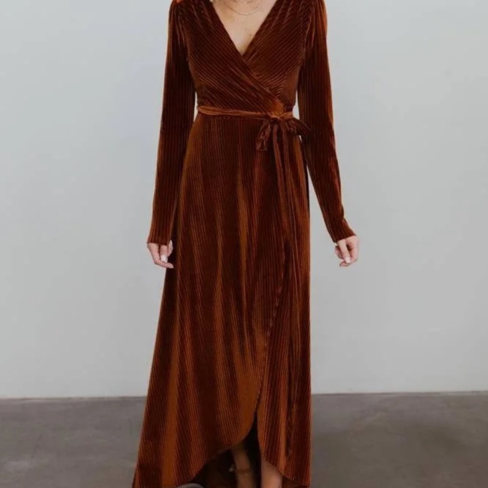 Baltic Born Ribbed Copper Tie Dress Medium